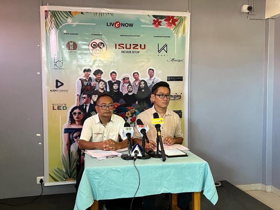 Team members of Live Now events (organisers of DMF) , Menuolhoulie Kire, Creative Head and Burakum Ao, Secretary during the press conference at Shunammite Inn, Dimapur on September 15 (Morung Photo).